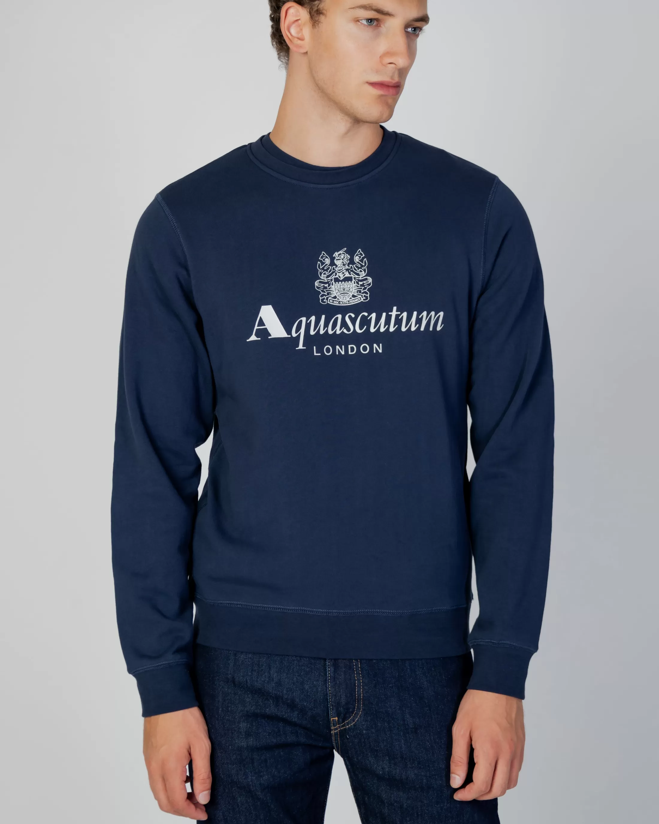 Aquascutum Active Sweatshirts | Active Big Logo Crew Neck Fleece