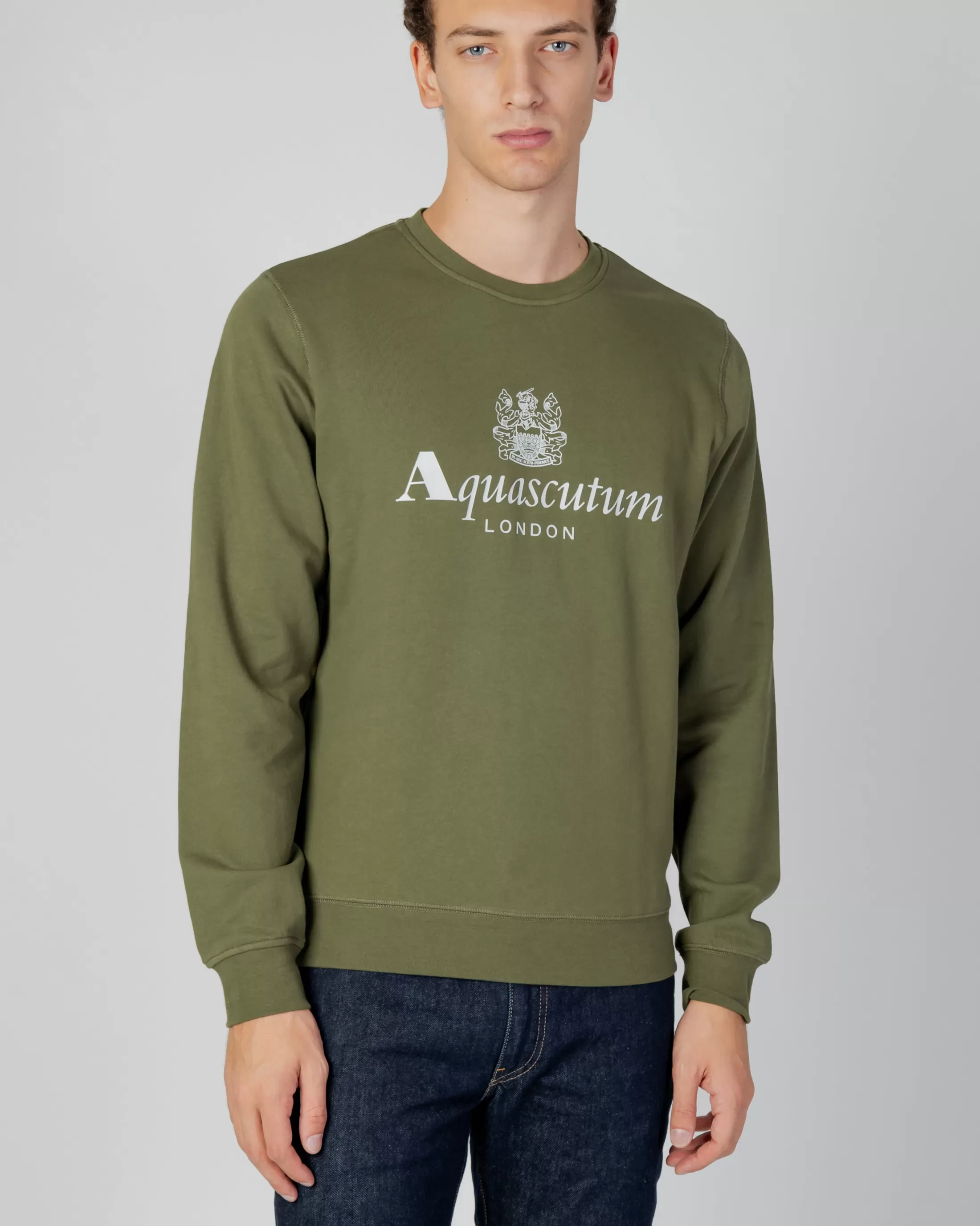 Aquascutum Active Sweatshirts | Active Big Logo Crew Neck Fleece