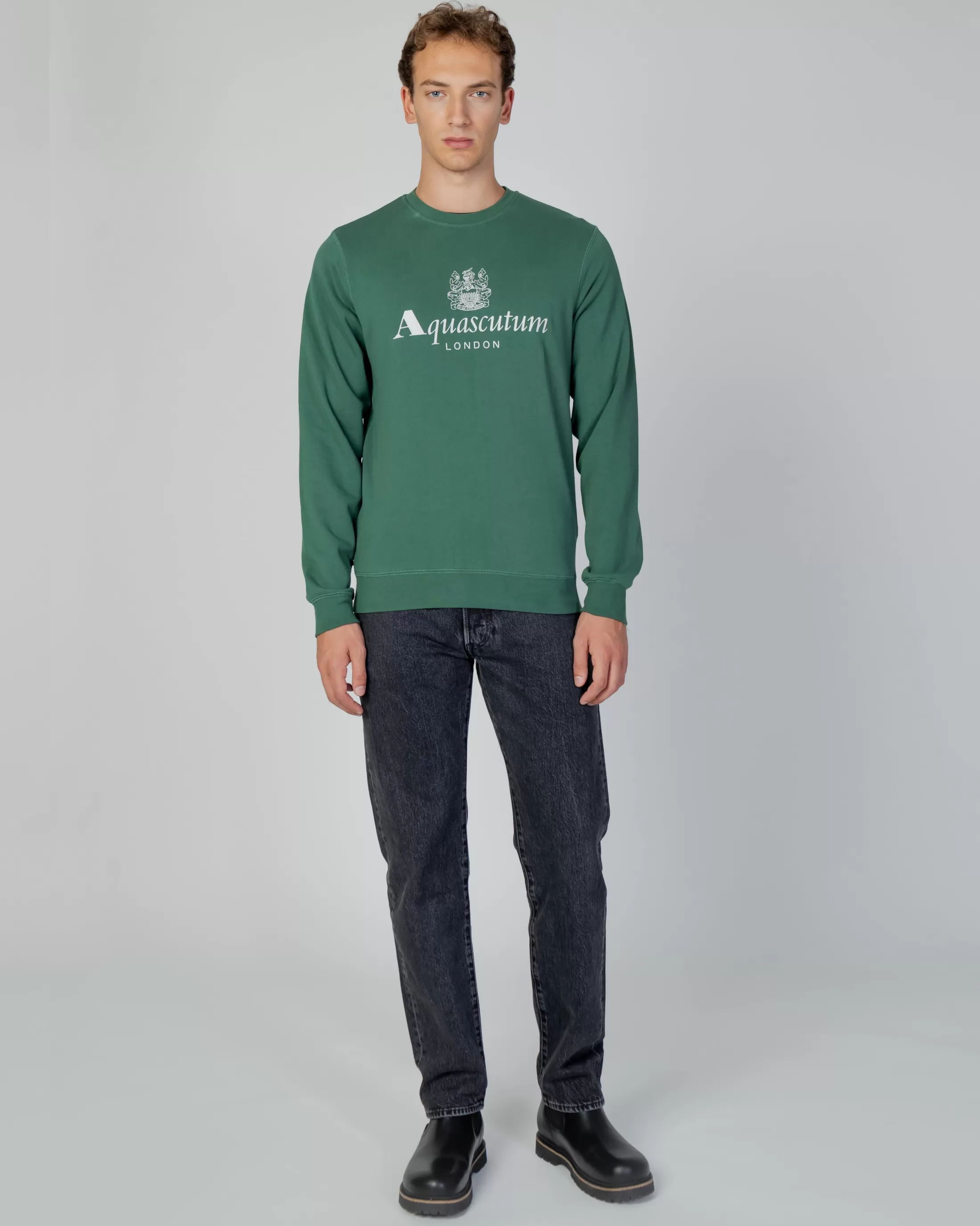 Aquascutum Active Sweatshirts | Active Big Logo Crew Neck Fleece