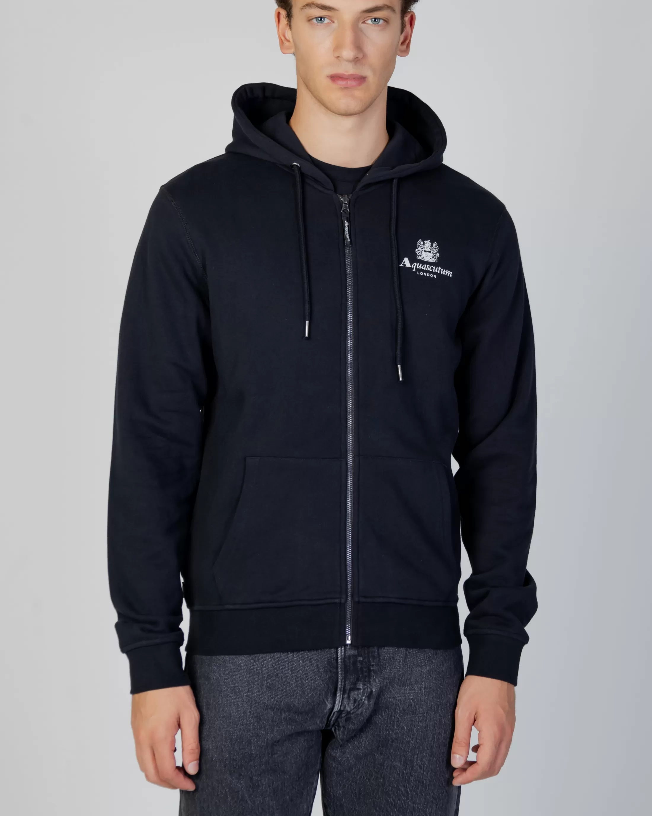 Aquascutum Active Sweatshirts | Active Small Logo Full Zip Hoodie Fleece