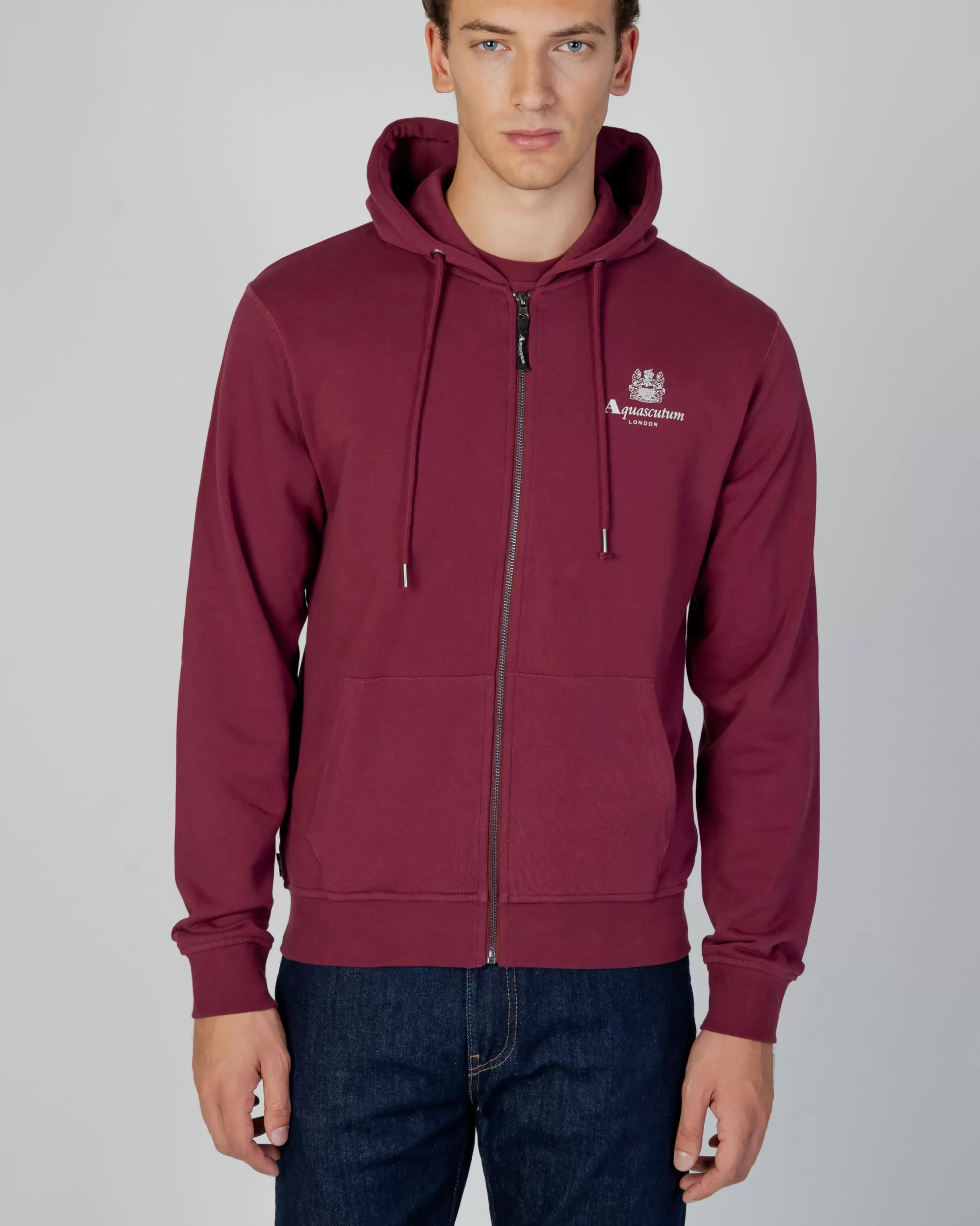 Aquascutum Active Sweatshirts | Active Small Logo Full Zip Hoodie Fleece