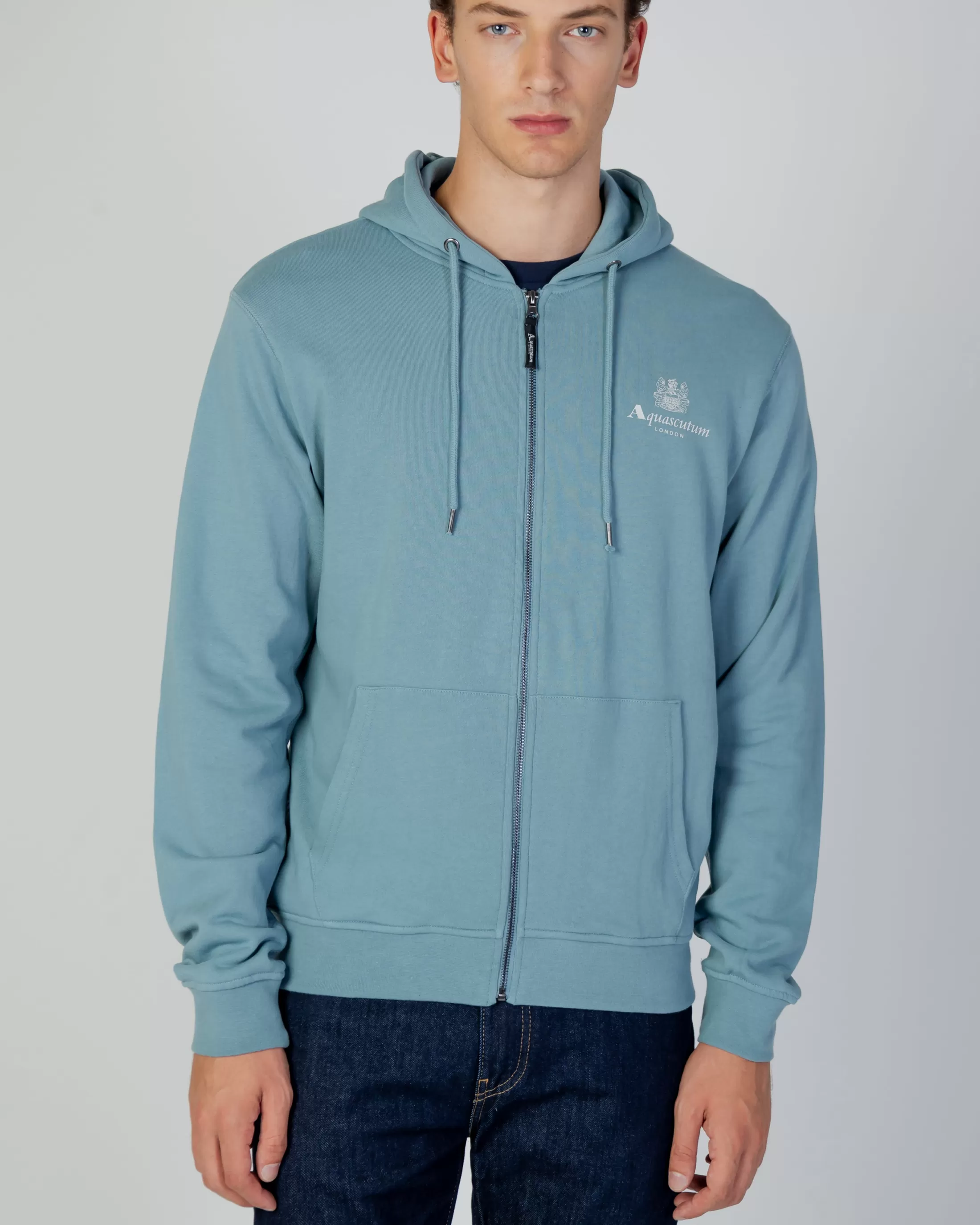 Aquascutum Active Sweatshirts | Active Small Logo Full Zip Hoodie Fleece