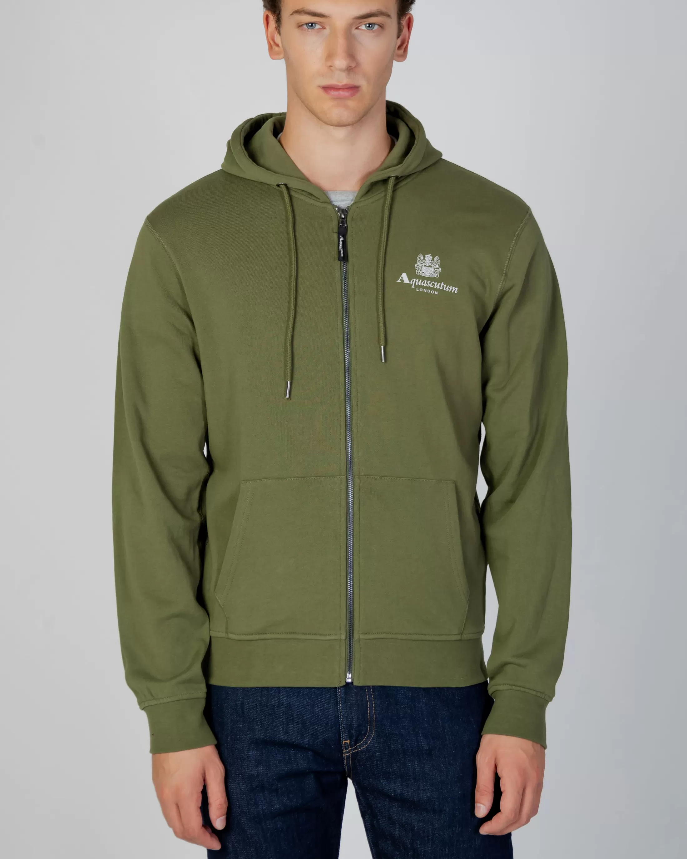 Aquascutum Active Sweatshirts | Active Small Logo Full Zip Hoodie Fleece