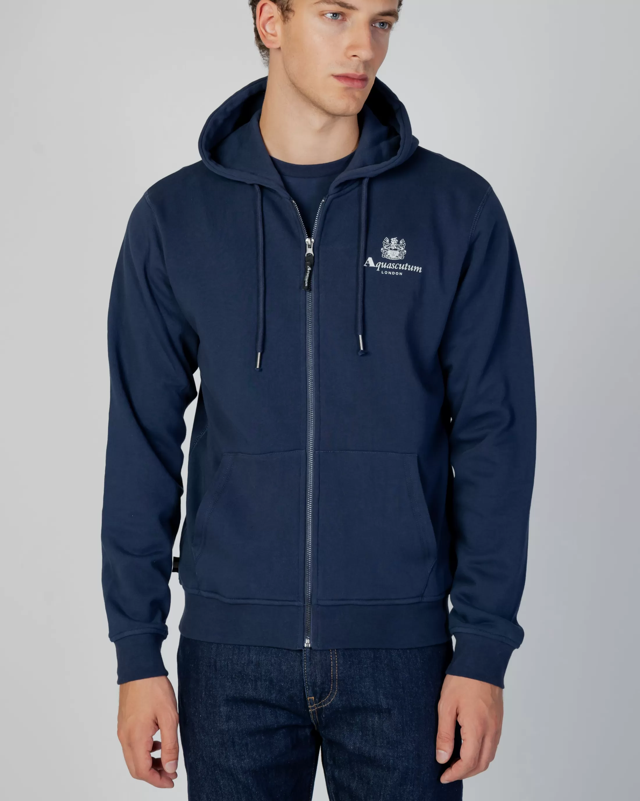 Aquascutum Active Sweatshirts | Active Small Logo Full Zip Hoodie Fleece