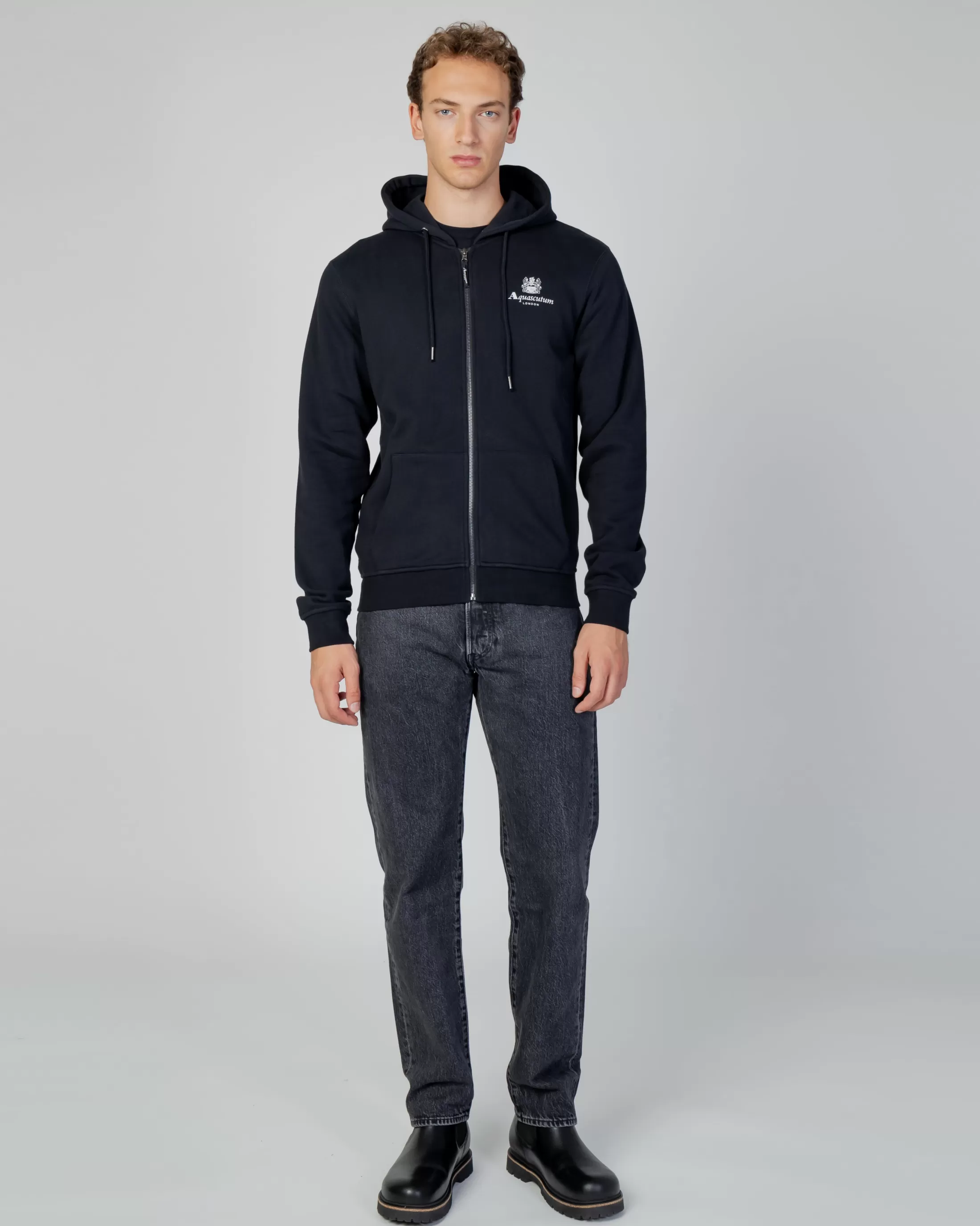 Aquascutum Active Sweatshirts | Active Small Logo Full Zip Hoodie Fleece