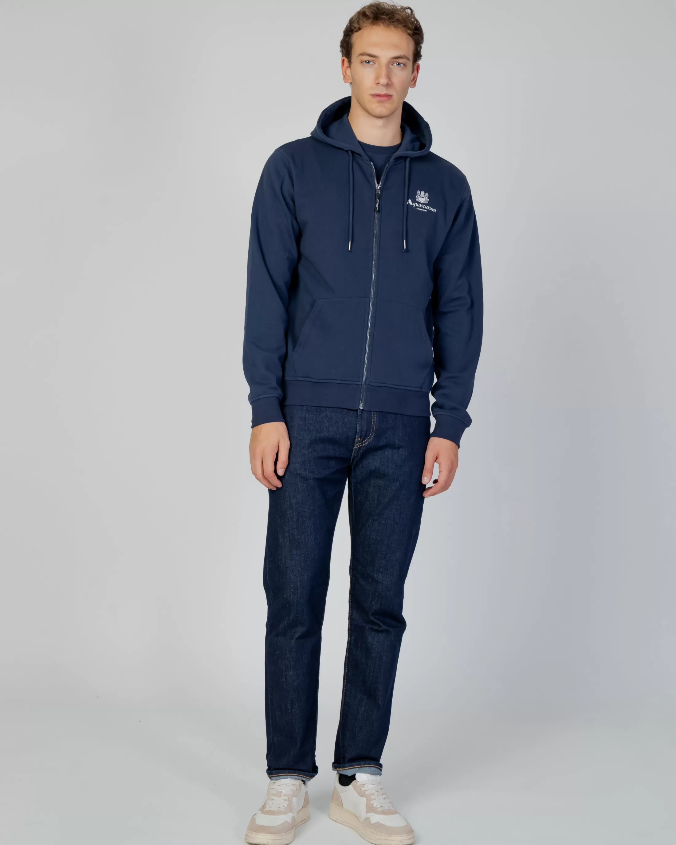 Aquascutum Active Sweatshirts | Active Small Logo Full Zip Hoodie Fleece