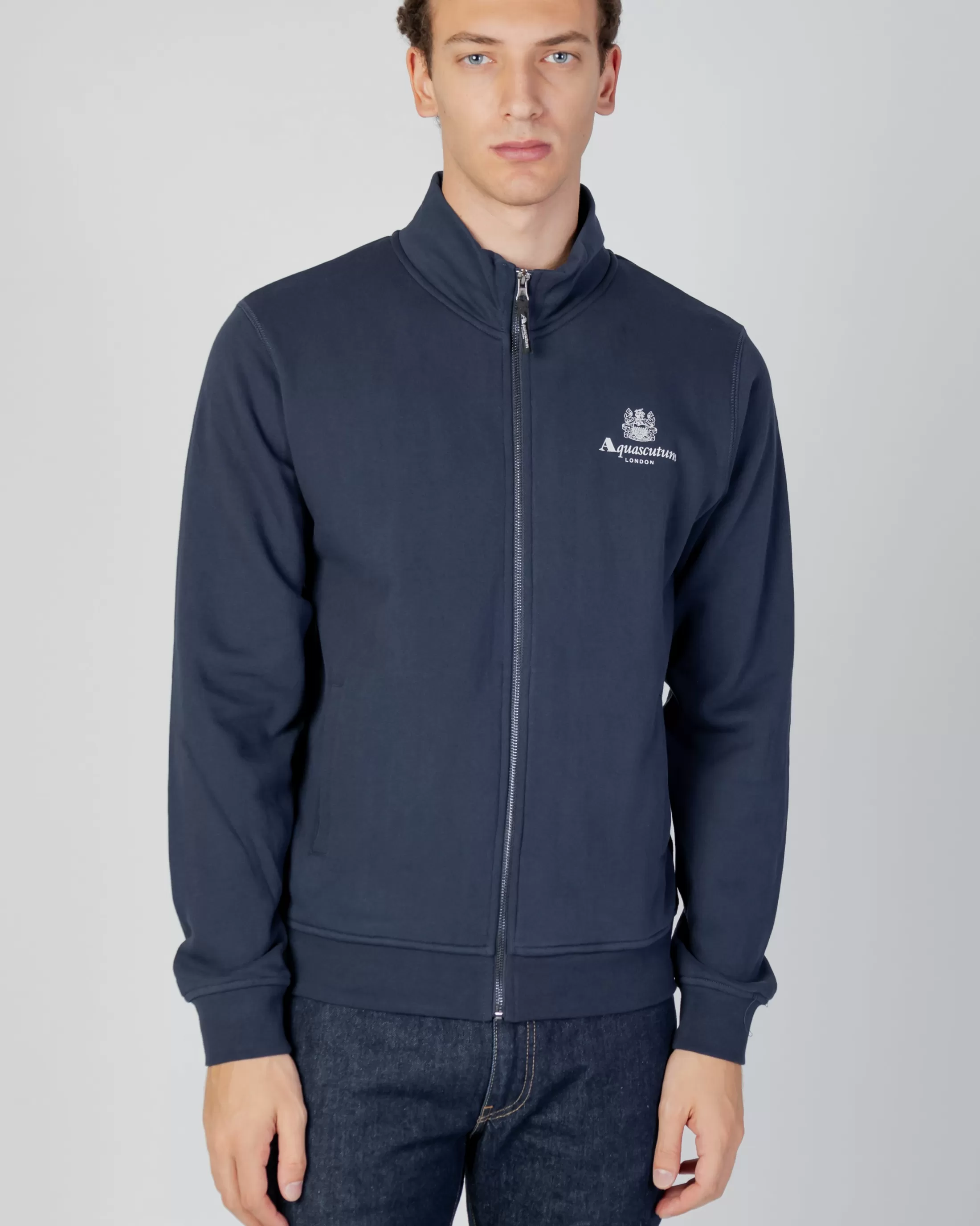 Aquascutum Active Sweatshirts | Active Small Logo Full Zip Mock Neck Fleece