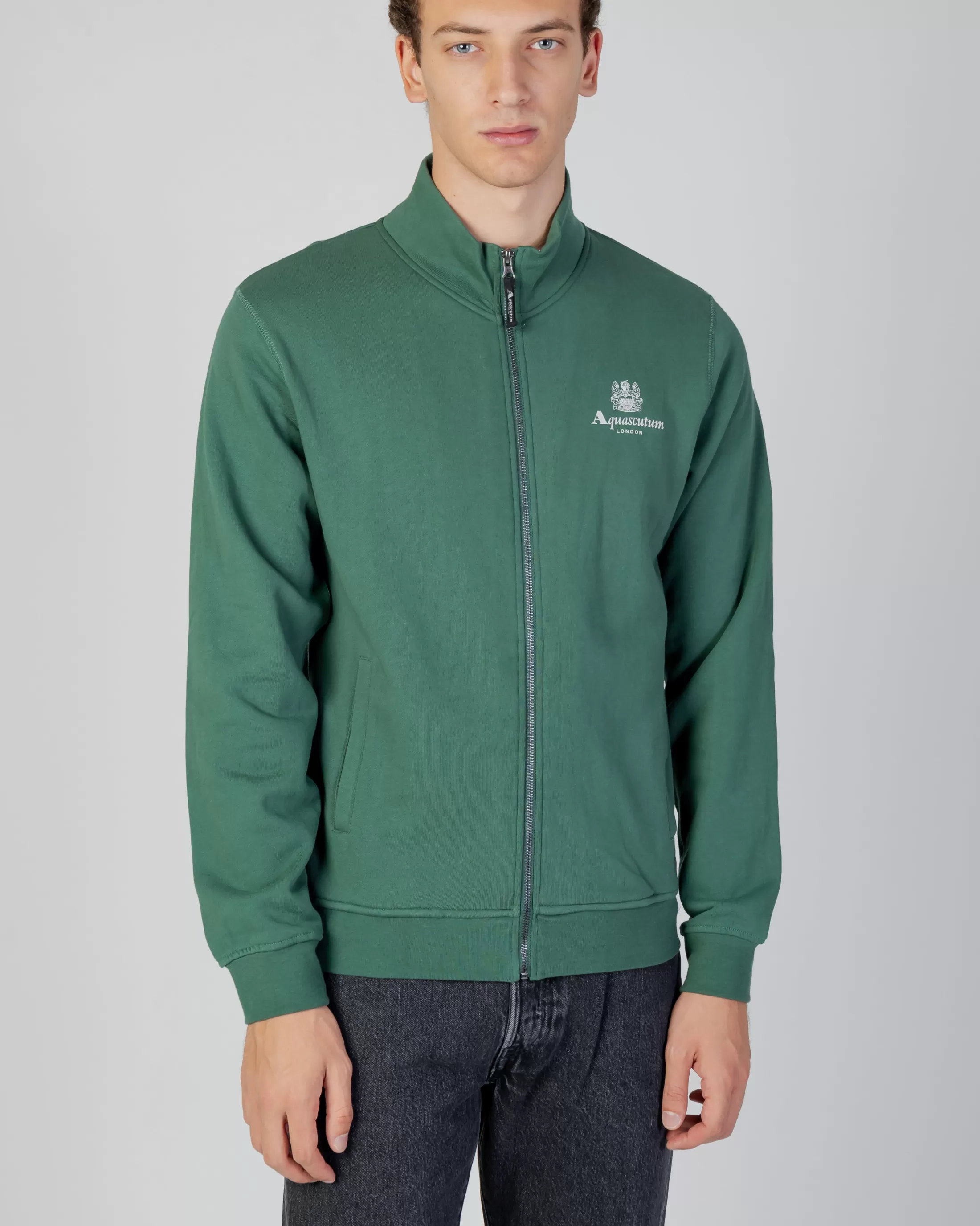 Aquascutum Active Sweatshirts | Active Small Logo Full Zip Mock Neck Fleece