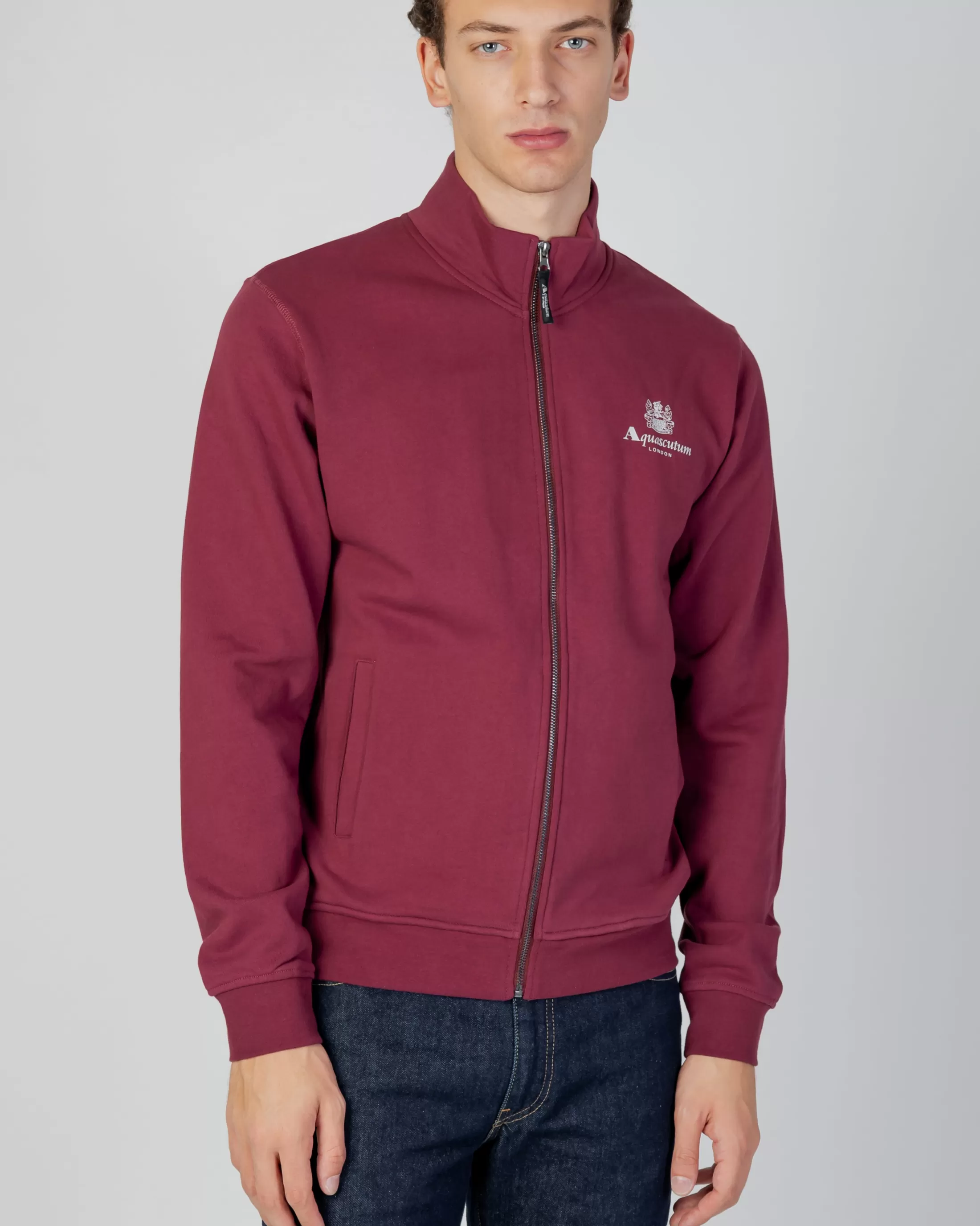 Aquascutum Active Sweatshirts | Active Small Logo Full Zip Mock Neck Fleece