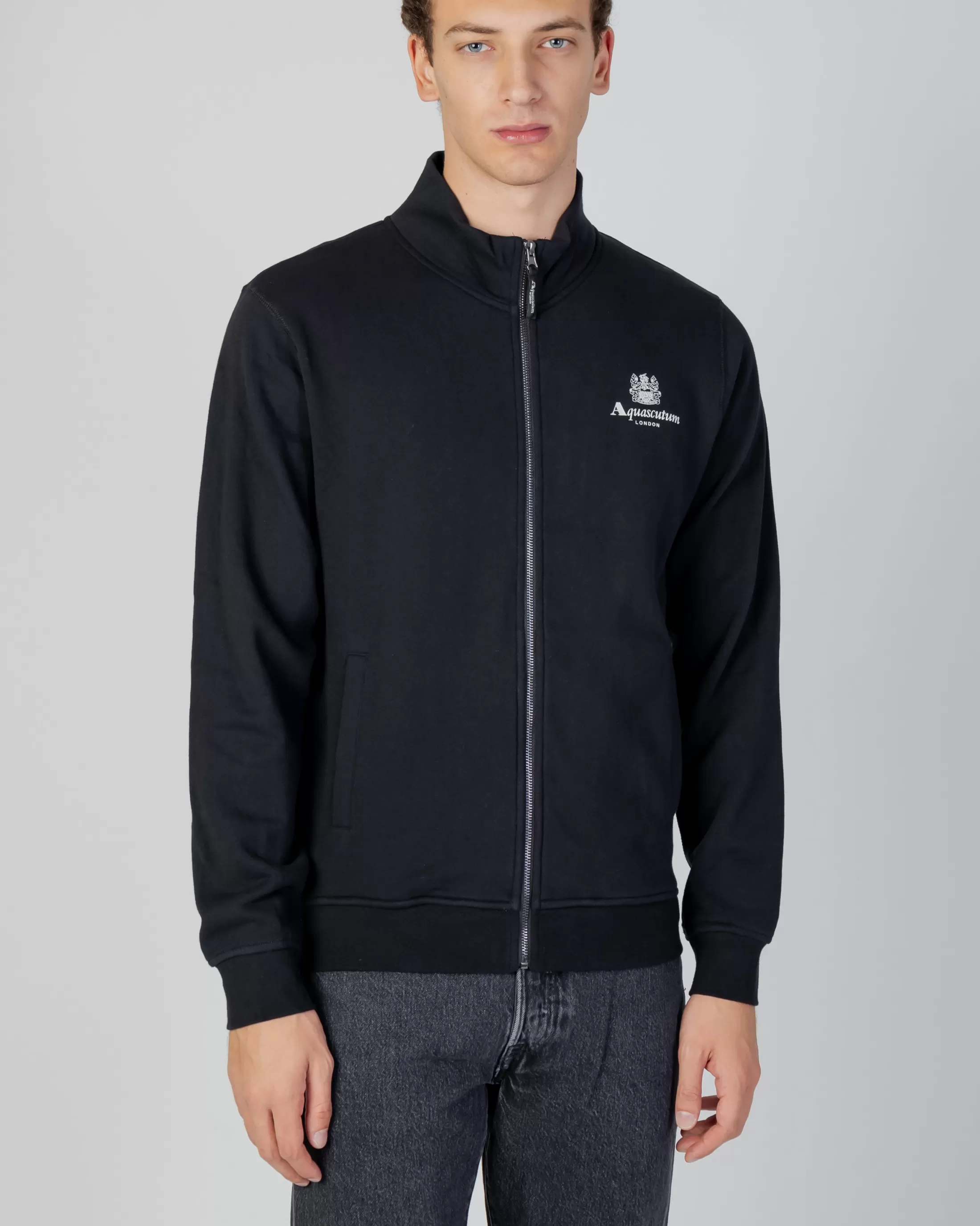 Aquascutum Active Sweatshirts | Active Small Logo Full Zip Mock Neck Fleece