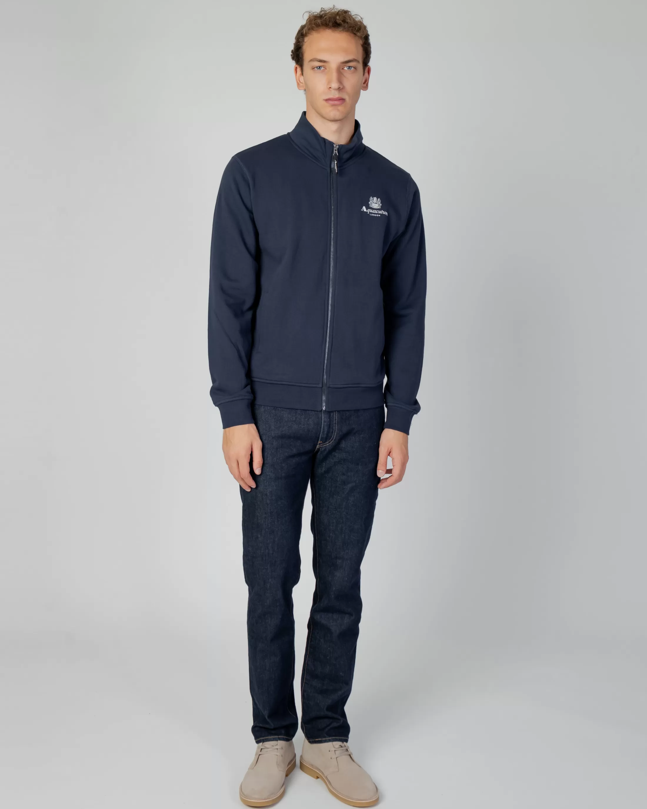 Aquascutum Active Sweatshirts | Active Small Logo Full Zip Mock Neck Fleece