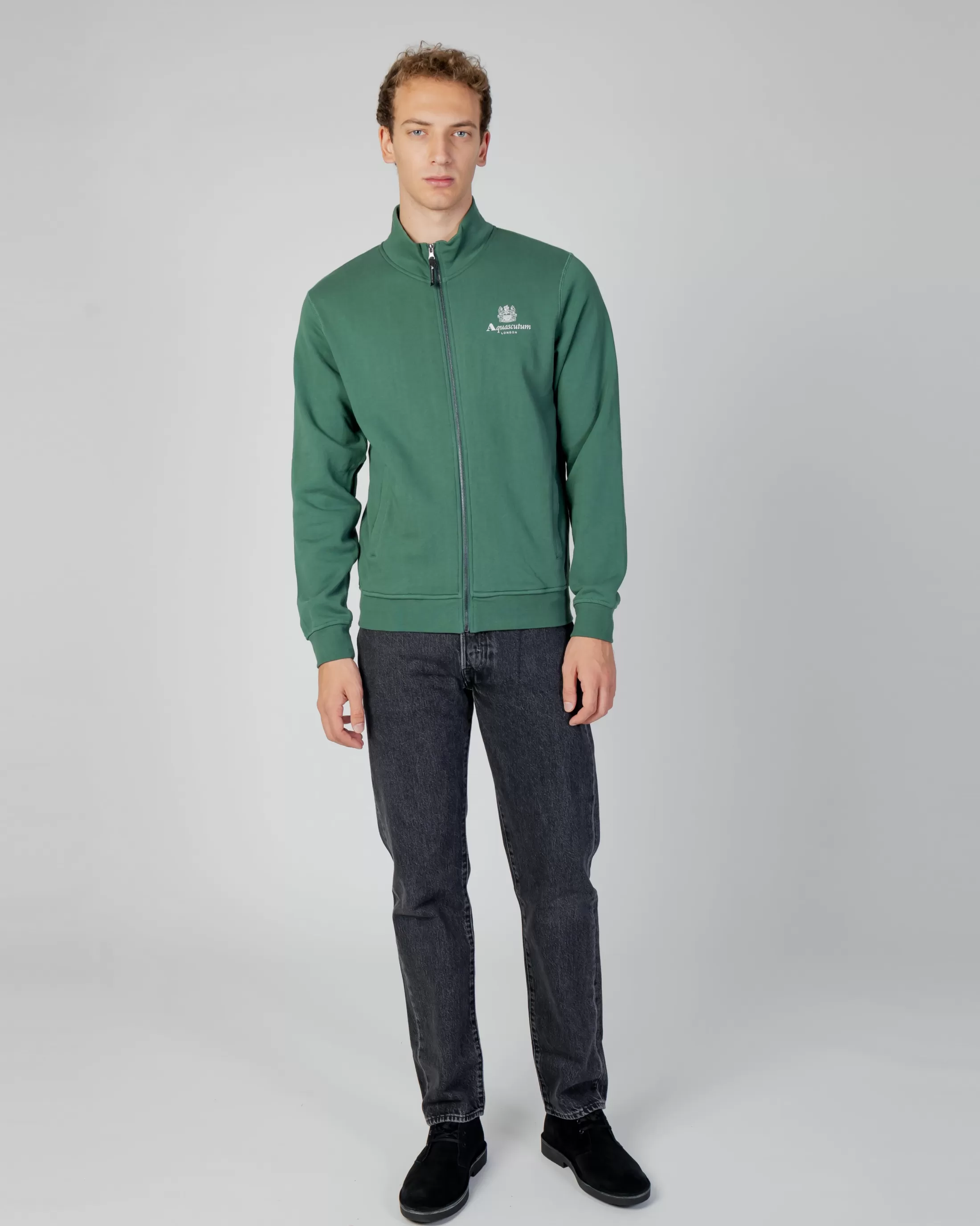 Aquascutum Active Sweatshirts | Active Small Logo Full Zip Mock Neck Fleece