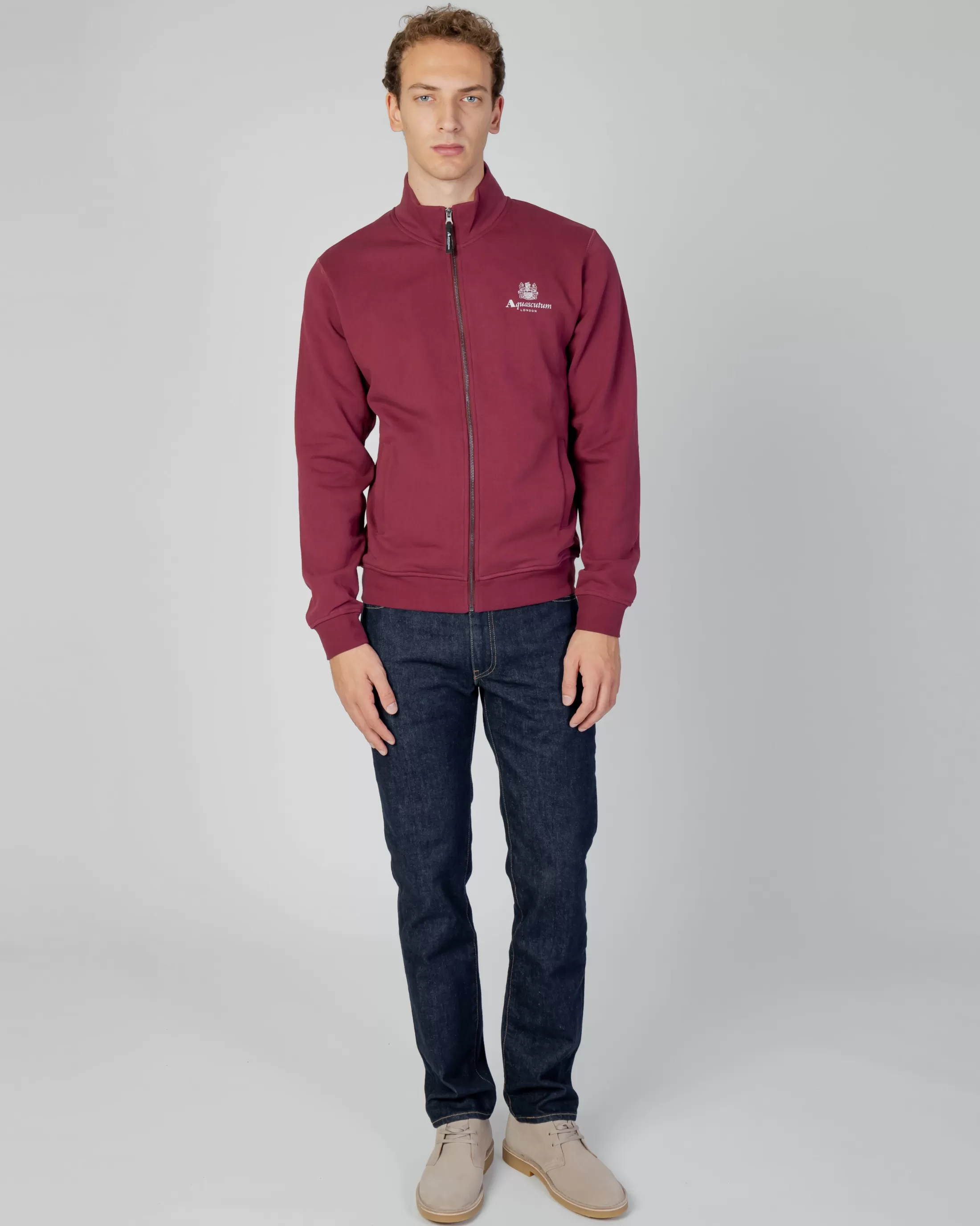 Aquascutum Active Sweatshirts | Active Small Logo Full Zip Mock Neck Fleece