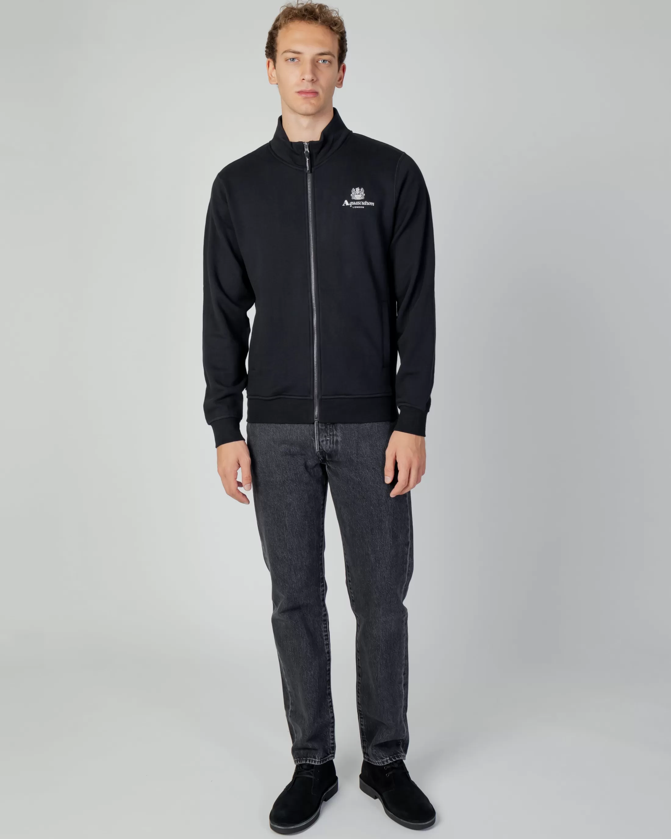 Aquascutum Active Sweatshirts | Active Small Logo Full Zip Mock Neck Fleece